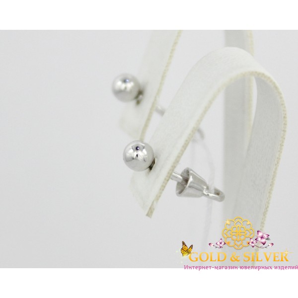 Золоті сережки пусети "Кульки" з білого золота 580077б , Gold &amp Silver Gold & Silver, Украина